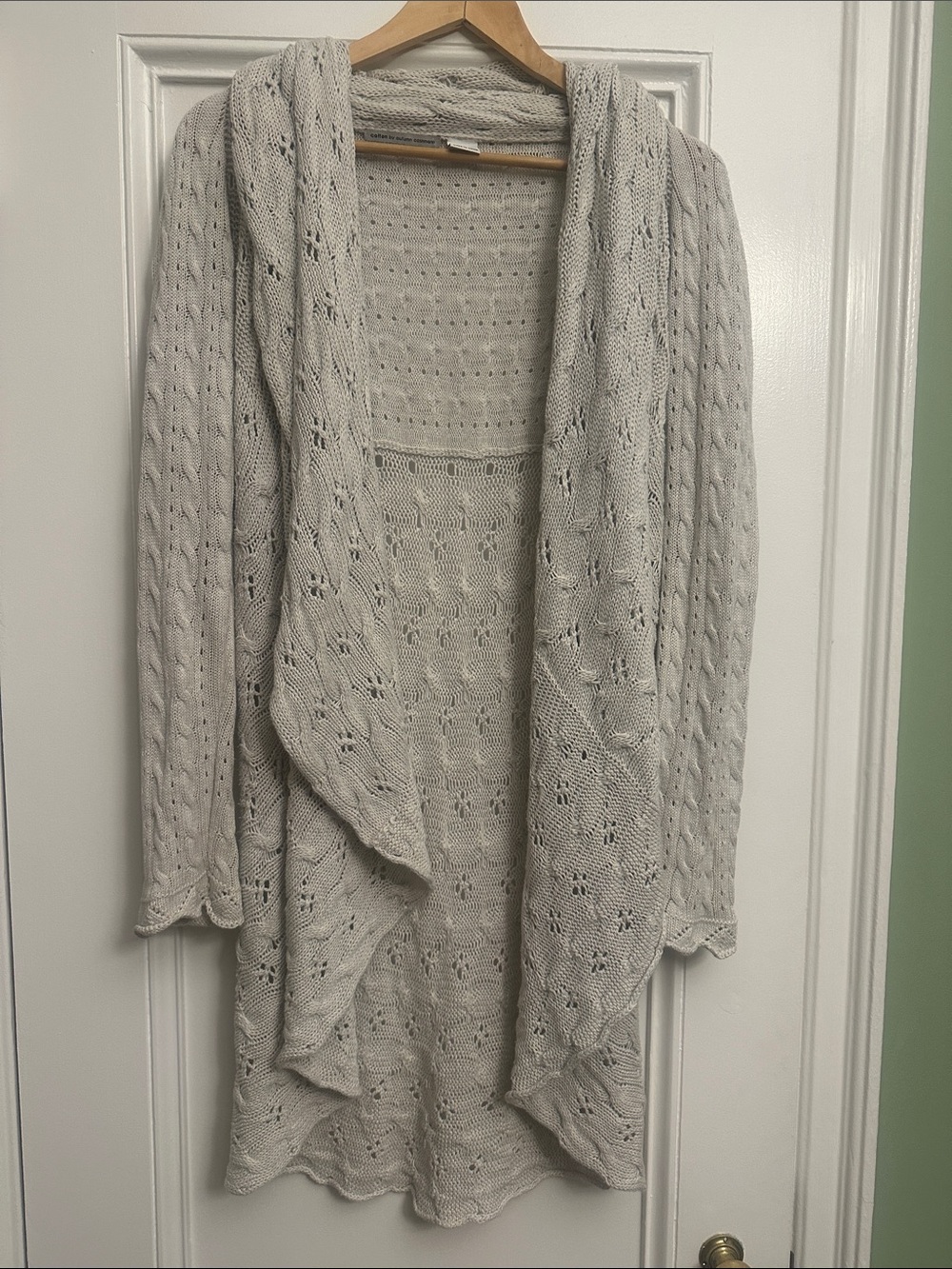 Cotton by Autumn Cashmere Light Gray Open-Front Knit Women's Cardigan sz small